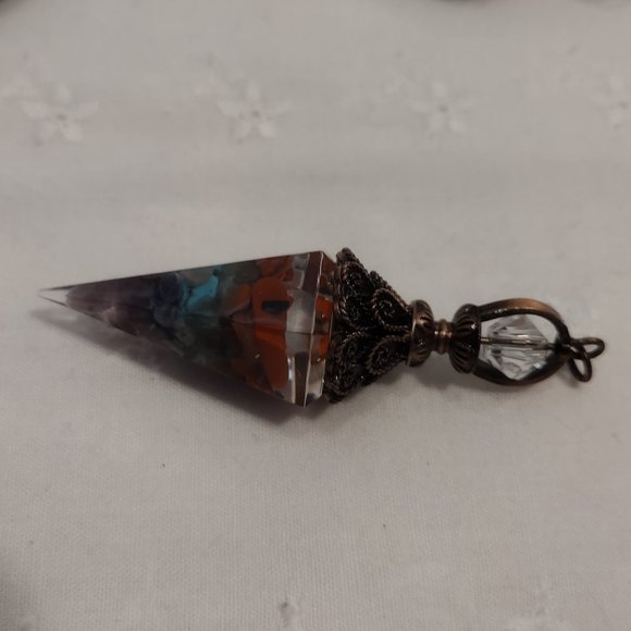 Chakra 7 Stone Chip Crystal Pendulum - Picture 6 of 6